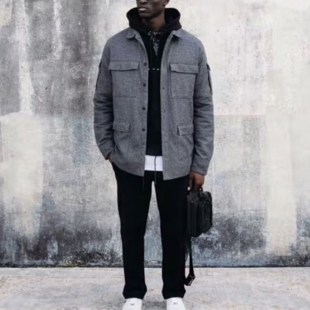 STAMPD Wool Felt Shirt Jacket Size Large